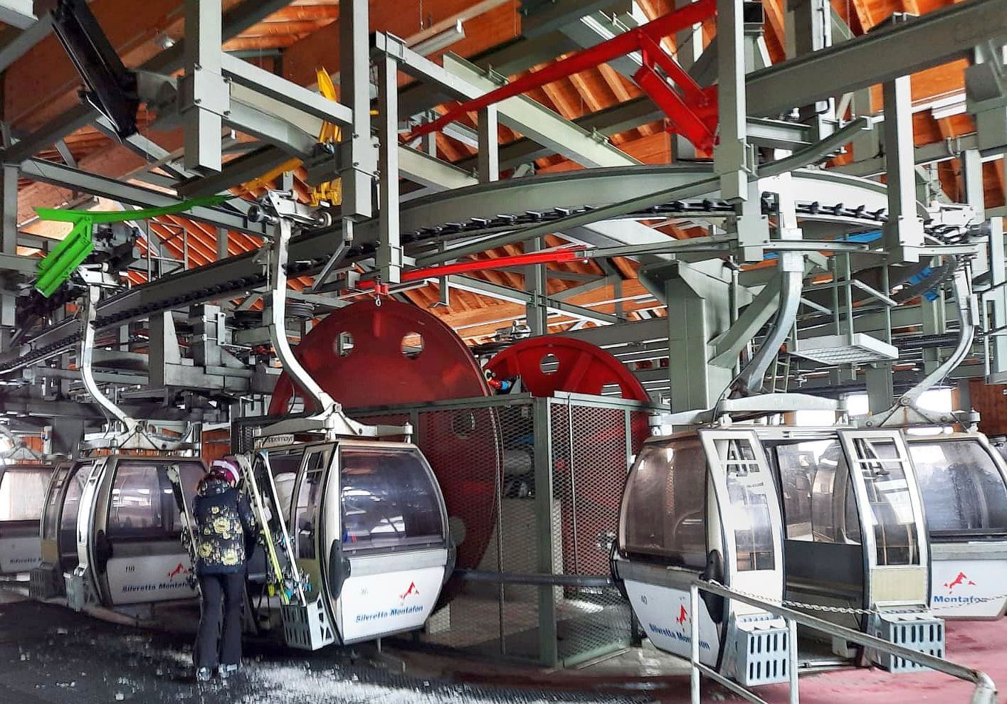 View from the station of the gondolas of a cable car